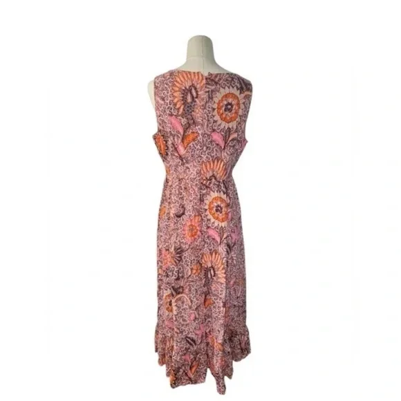 MADEWELL - Lace-Up Ruffle-Hem Midi Dress in Bali Blooms - Picture 4 of 9